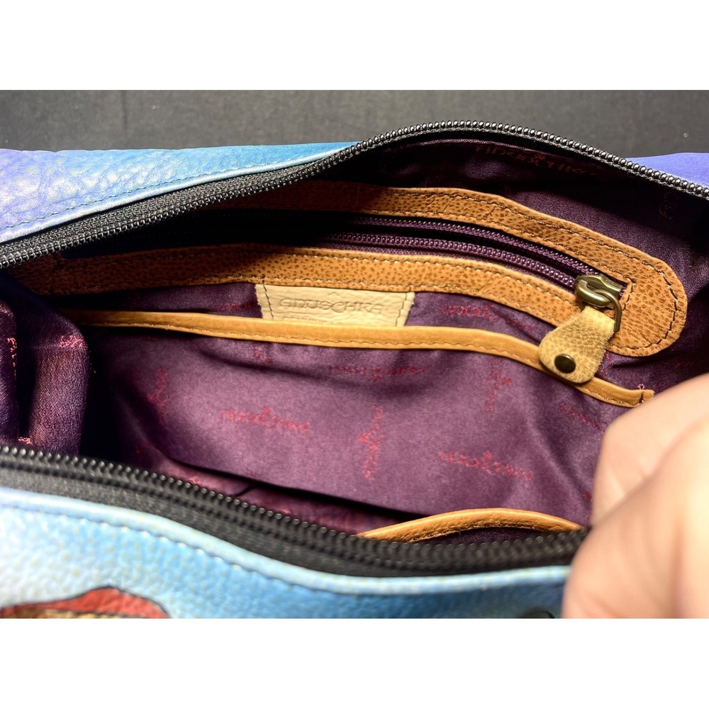 Anuschka Hand Painted Leather Floral Hobo Crossbody Bag Wallet Key Strap - Picture 7 of 9